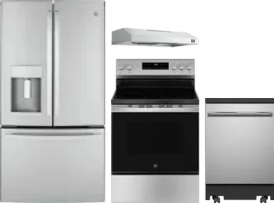 4 Piece Package Includes Refrigerator, Range, Hood And Dishwasher