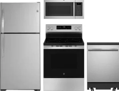 4 Piece Package Includes Refrigerator, Range, Microwave And Dishwasher
