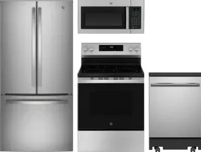 4 Piece Package Includes Refrigerator, Range, Microwave And Dishwasher