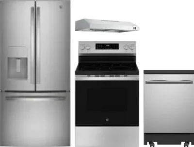 4 Piece Package Includes Refrigerator, Range, Hood And Dishwasher