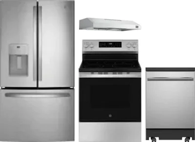 4 Piece Package Includes Refrigerator, Range, Hood And Dishwasher