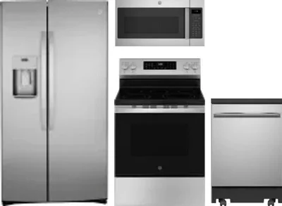 4 Piece Package Includes Refrigerator, Range, Microwave And Dishwasher