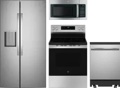 4 Piece Package Includes Refrigerator, Range, Microwave And Dishwasher