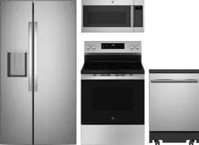 4 Piece Package Includes Refrigerator, Range, Microwave And Dishwasher
