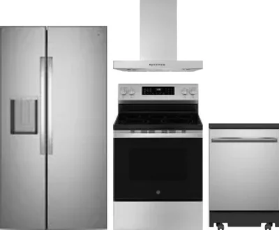4 Piece Package Includes Refrigerator, Range, Hood And Dishwasher