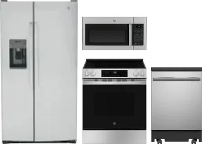 4 Piece Package Includes Refrigerator, Range, Microwave And Dishwasher