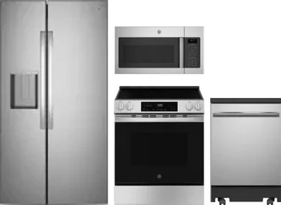 4 Piece Package Includes Refrigerator, Range, Microwave And Dishwasher
