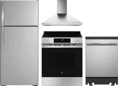 4 Piece Package Includes Refrigerator, Range, Hood And Dishwasher