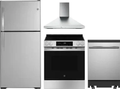4 Piece Package Includes Refrigerator, Range, Hood And Dishwasher