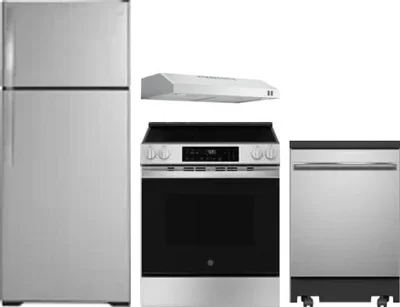 4 Piece Package Includes Refrigerator, Range, Hood And Dishwasher