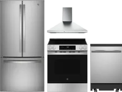 4 Piece Package Includes Refrigerator, Range, Hood And Dishwasher
