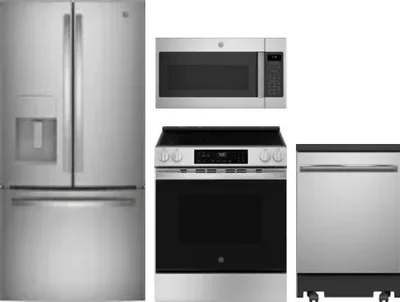 4 Piece Package Includes Refrigerator, Range, Microwave And Dishwasher