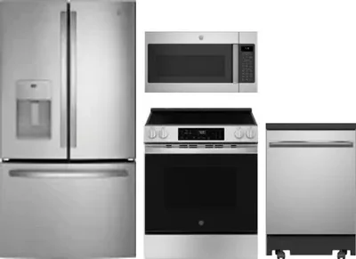 4 Piece Package Includes Refrigerator, Range, Microwave And Dishwasher