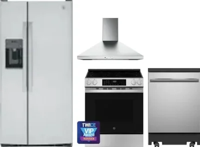 4 Piece Package Includes Refrigerator, Range, Hood And Dishwasher