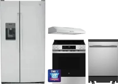 4 Piece Package Includes Refrigerator, Range, Hood And Dishwasher
