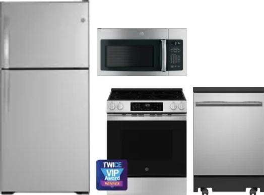 4 Piece Package Includes Refrigerator, Range, Microwave And Dishwasher