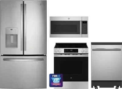4 Piece Package Includes Refrigerator, Range, Microwave And Dishwasher