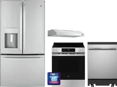 4 Piece Package Includes Refrigerator, Range, Hood And Dishwasher