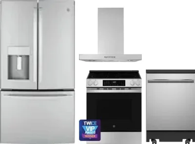 4 Piece Package Includes Refrigerator, Range, Hood And Dishwasher