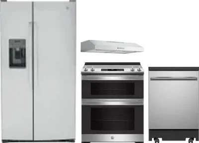 4 Piece Package Includes Refrigerator, Range, Hood And Dishwasher