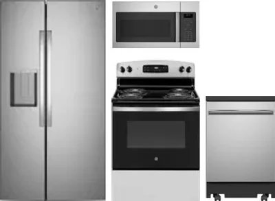 4 Piece Package Includes Refrigerator, Range, Microwave And Dishwasher
