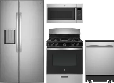 4 Piece Package Includes Refrigerator, Range, Microwave And Dishwasher
