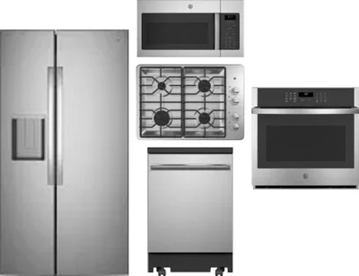 5 Piece Package Includes Refrigerator, Cooktop, Wall Oven, Microwave And Dishwasher