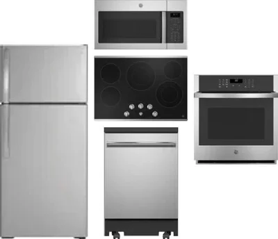 5 Piece Package Includes Refrigerator, Cooktop, Wall Oven, Microwave And Dishwasher