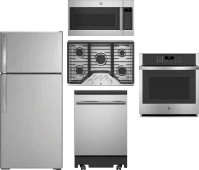 5 Piece Package Includes Refrigerator, Cooktop, Wall Oven, Microwave And Dishwasher