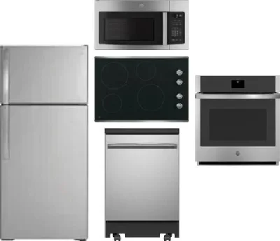 5 Piece Package Includes Refrigerator, Cooktop, Wall Oven, Microwave And Dishwasher