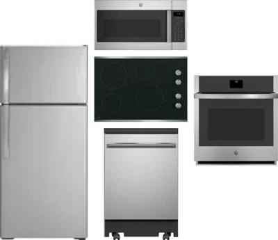 5 Piece Package Includes Refrigerator, Cooktop, Wall Oven, Microwave And Dishwasher