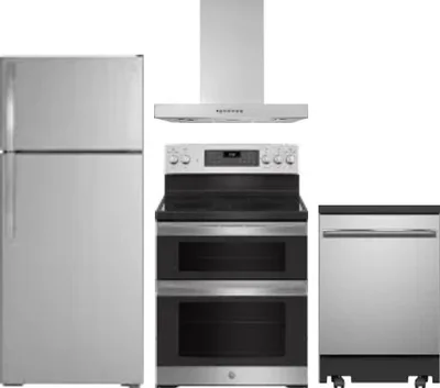 4 Piece Package Includes Refrigerator, Range, Hood And Dishwasher