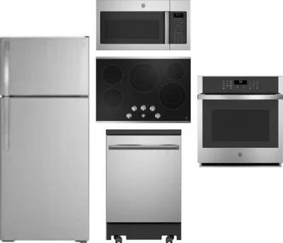5 Piece Package Includes Refrigerator, Cooktop, Wall Oven, Microwave And Dishwasher