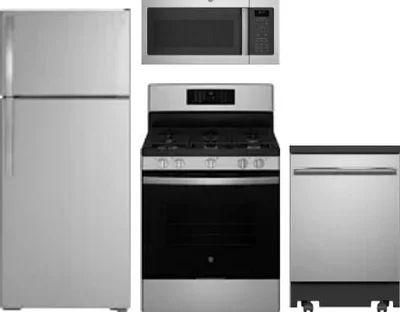 4 Piece Package Includes Refrigerator, Range, Microwave And Dishwasher