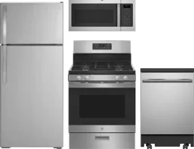 4 Piece Package Includes Refrigerator, Range, Microwave And Dishwasher