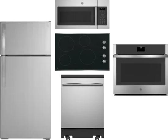 5 Piece Package Includes Refrigerator, Cooktop, Wall Oven, Microwave And Dishwasher