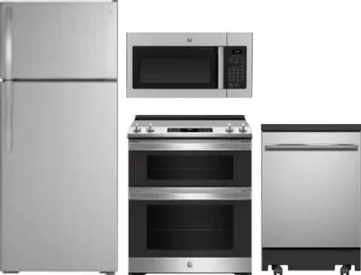 4 Piece Package Includes Refrigerator, Range, Microwave And Dishwasher