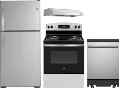 4 Piece Package Includes Refrigerator, Range, Hood And Dishwasher