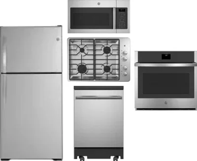 5 Piece Package Includes Refrigerator, Cooktop, Wall Oven, Microwave And Dishwasher