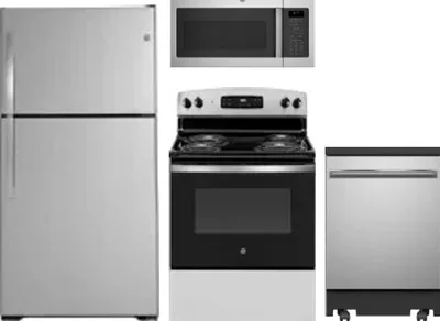 4 Piece Package Includes Refrigerator, Range, Microwave And Dishwasher