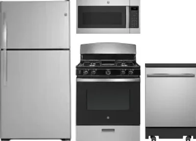 4 Piece Package Includes Refrigerator, Range, Microwave And Dishwasher