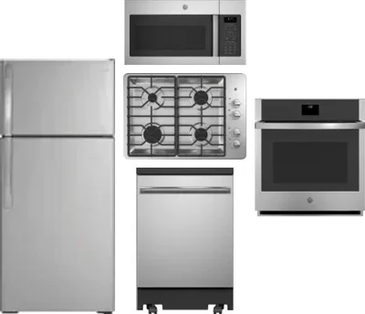 5 Piece Package Includes Refrigerator, Cooktop, Wall Oven, Microwave And Dishwasher