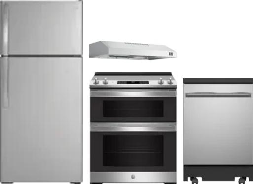 4 Piece Package Includes Refrigerator, Range, Hood And Dishwasher