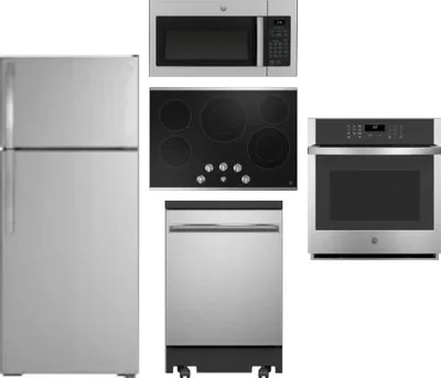5 Piece Package Includes Refrigerator, Cooktop, Wall Oven, Microwave And Dishwasher