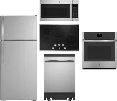 5 Piece Package Includes Refrigerator, Cooktop, Wall Oven, Microwave And Dishwasher