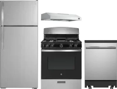 4 Piece Package Includes Refrigerator, Range, Hood And Dishwasher