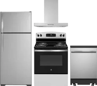 4 Piece Package Includes Refrigerator, Range, Hood And Dishwasher