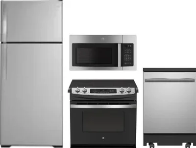 4 Piece Package Includes Refrigerator, Range, Microwave And Dishwasher