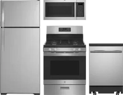4 Piece Package Includes Refrigerator, Range, Microwave And Dishwasher