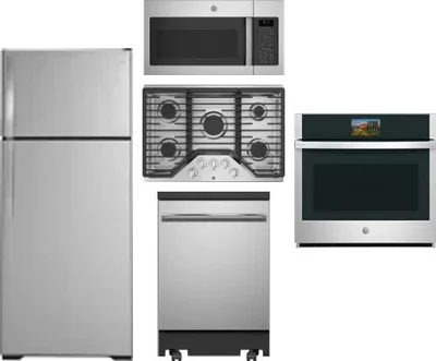 5 Piece Package Includes Refrigerator, Cooktop, Wall Oven, Microwave And Dishwasher
